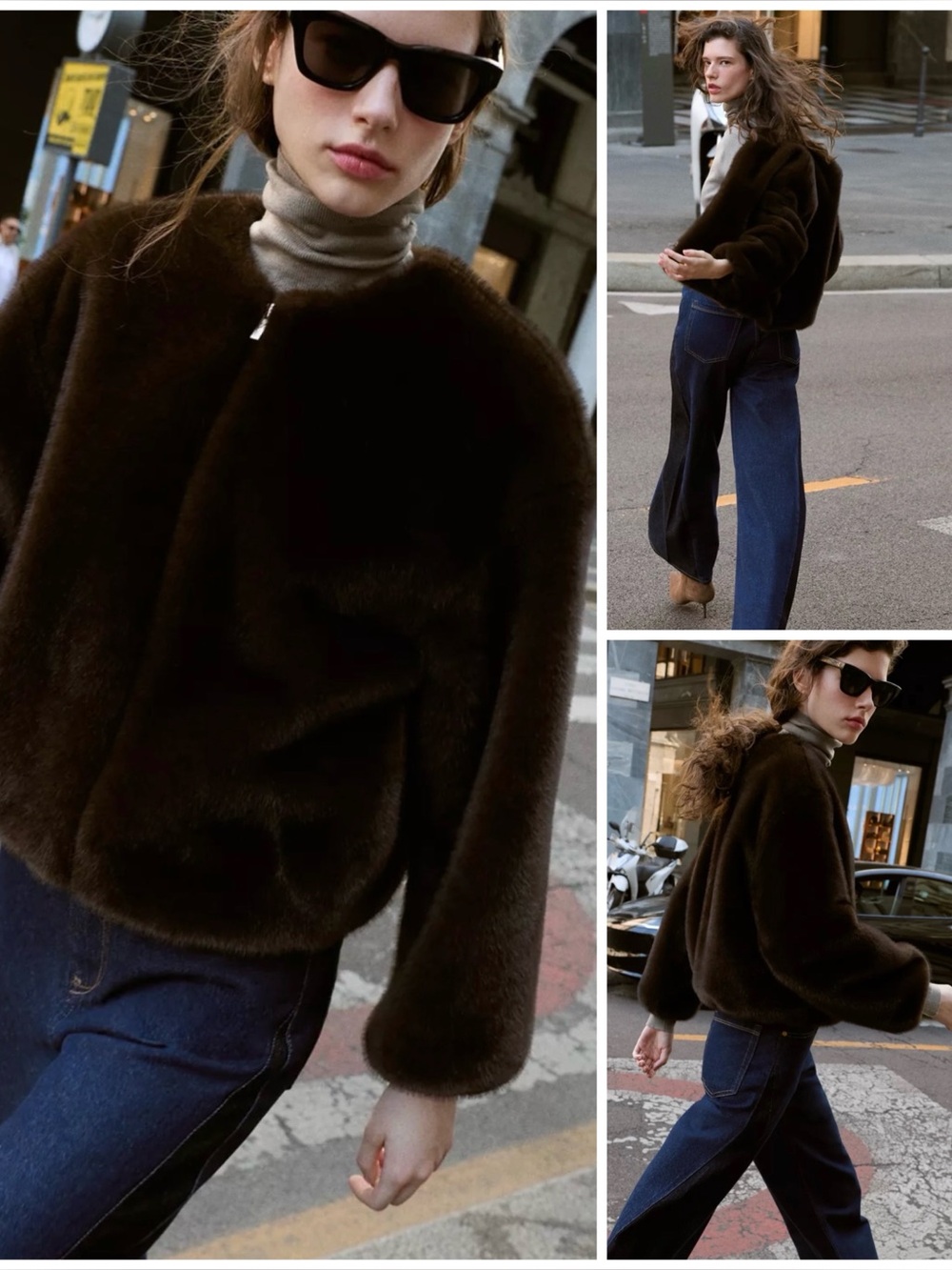 ZARA ~ Faux Fur Bomber Jacket